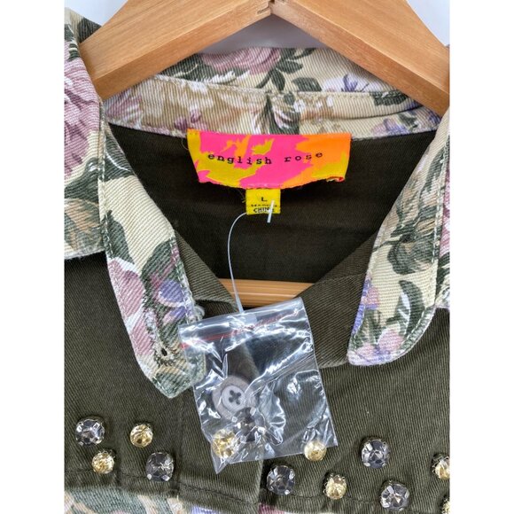 English Rose Floral Studded Jacket Large‎ New - Picture 4 of 7